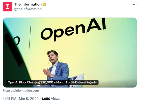 2万美元一月！OpenAI将推出博士级AI Agent-AI资源导航站