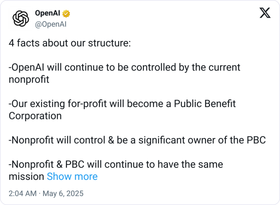 OpenAI「一拆二」：非营利控股 + 公益企业赚钱（与 Anthropic 同道）-AI资源导航站