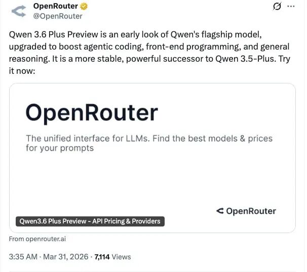 刚刚Qwen 3.6 Plus上线预览：1M上下文，阿里Coding/Agent翻身战打响-AI资源导航站